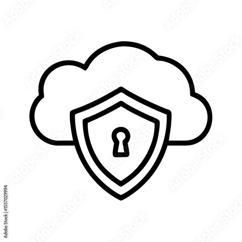 Cloud security concept with shield and keyhole icon  