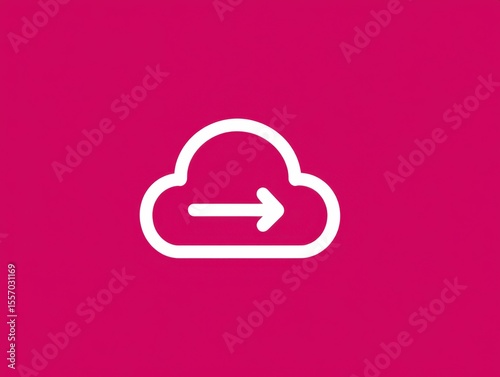 Cloud technology icon on a vibrant pink backdrop illustrating seamless data transfer and connection in modern digital communication environments signaling innovation and interaction
