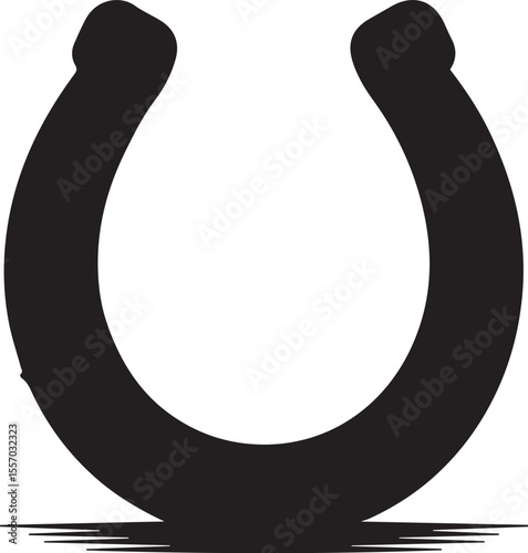 Horse shoe silhouette isolated  white background. Horseshoe icon vector illustration 