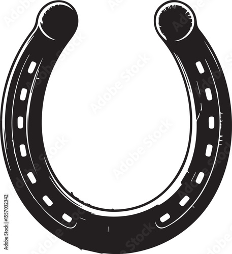 Horse shoe silhouette isolated  white background. Horseshoe icon vector illustration 