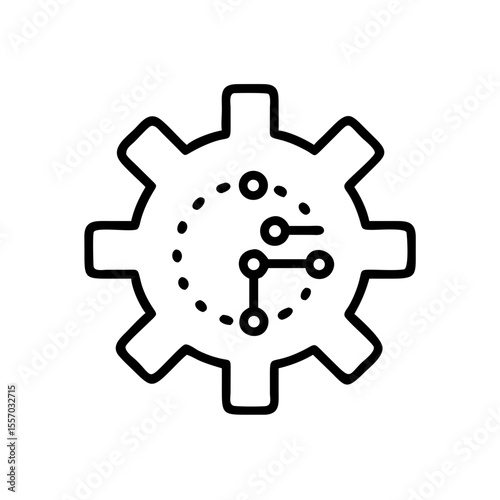 Gear icon with combined technological elements in minimal style  