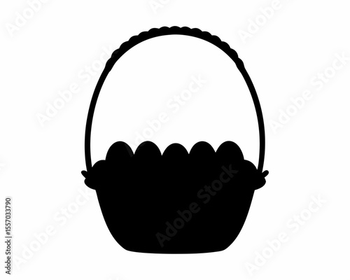 Easter egg basket silhouette vector, Egg basket icon, Egg basket silhouette vector 