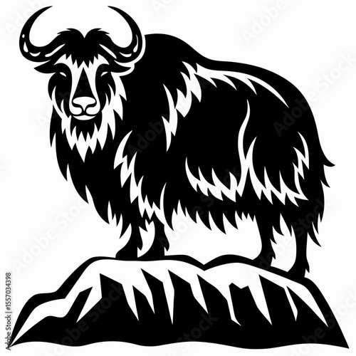 Majestic Mountain Yak A Striking Vector Illustration of a Himalayan Beast