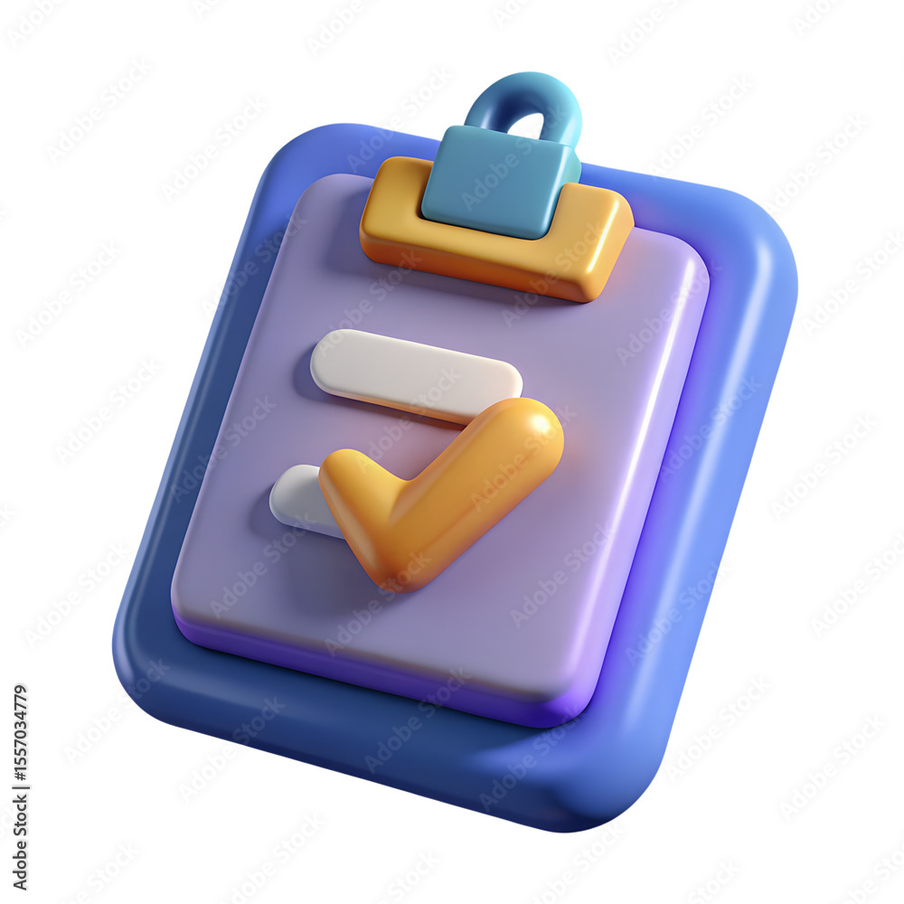 Clipboard with Checkmark 3D Rendering Isolated Clipboard with Checkmark 3D Rendering Isolated