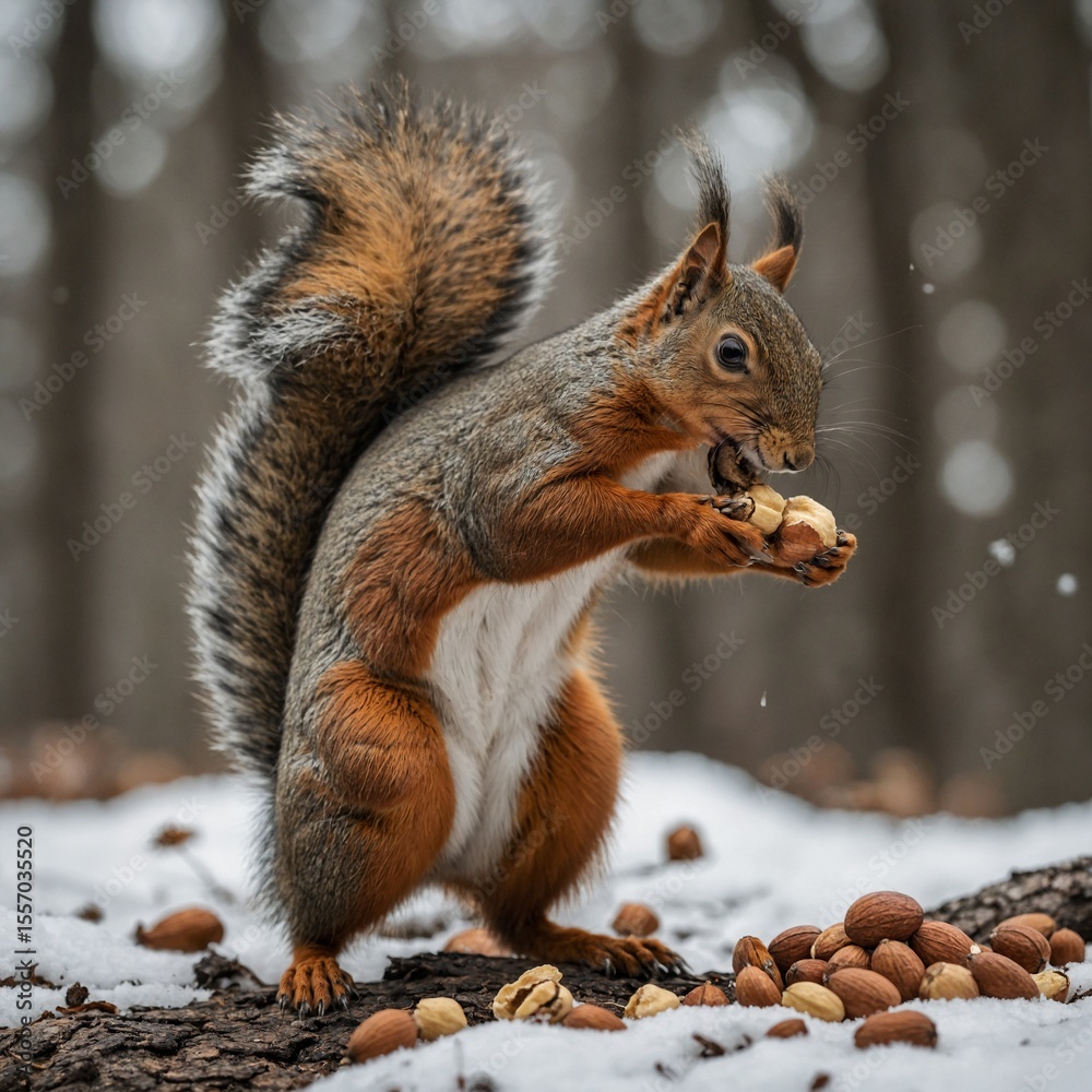 Two squirrels interacting over a nut, isolated on white
Two squirrels interacting over a nut, isolated on white