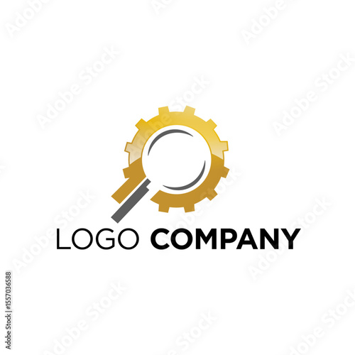 Gear and magnifying glass logo abstract for modern company