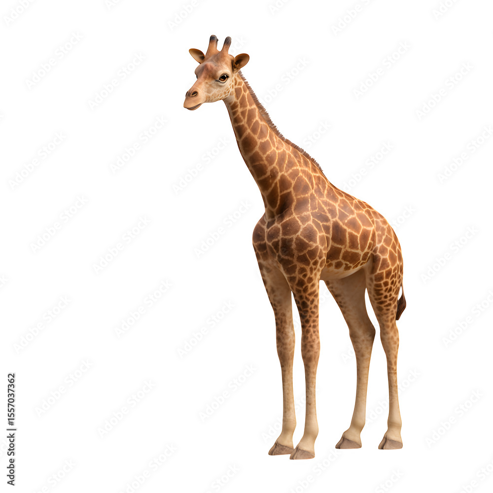 Naklejka premium 3d giraffe drawing numbers on giant chalkboard isolated on white background