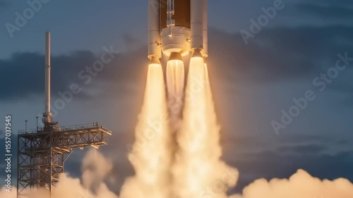 Rocket Launch Night Sky Ascent.