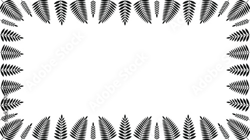 Simple black and white frame with fern leaf patterns arranged around the edges