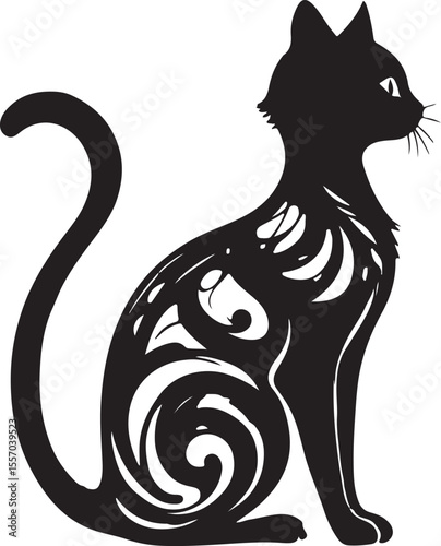Elegant Stylized Silhouette of a Cat in Profile View