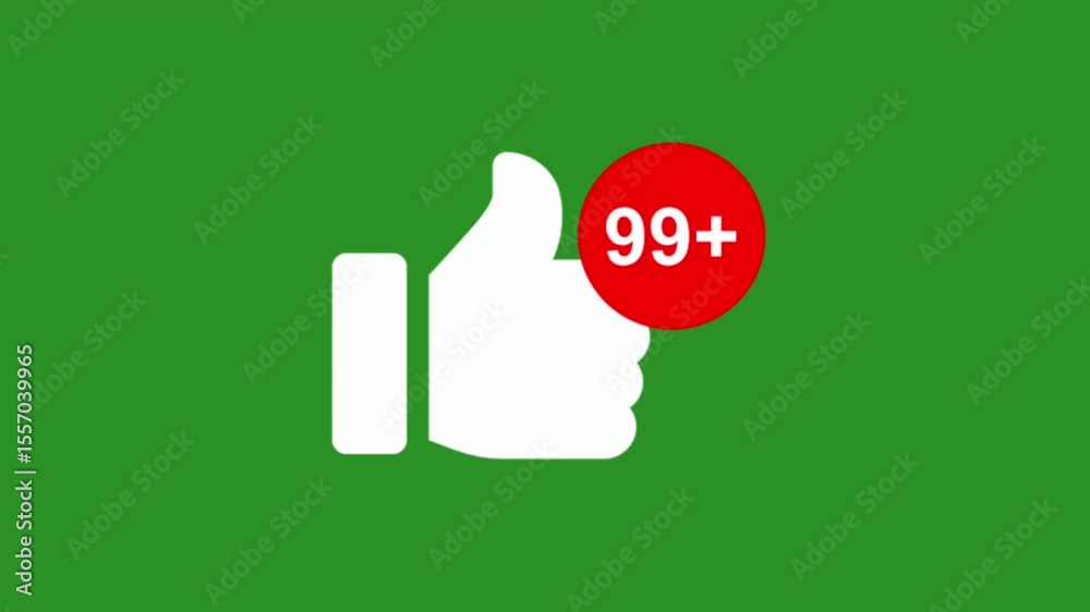 Like Icon and Alert Bubble on Green Background – Video Engagement Elemen, Thumbs Up Icon Green Screen 