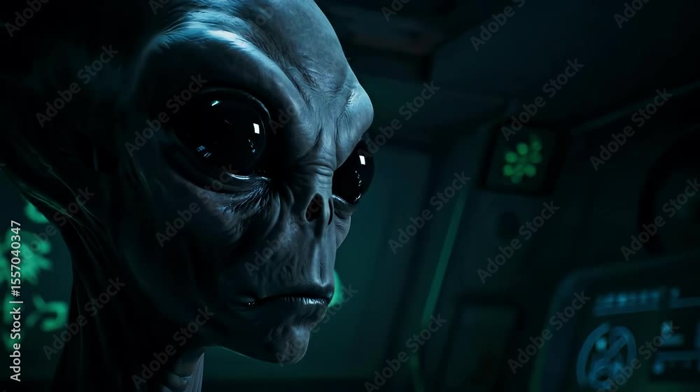 Vídeo do Stock: Extraterrestrial presence presents an alien humanoid ...