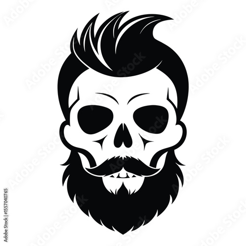 skull with wings and beard icon isolated on white background