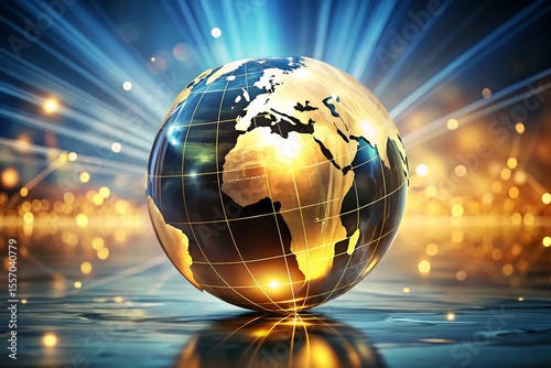 A golden globe radiates light and luxury against a dark background