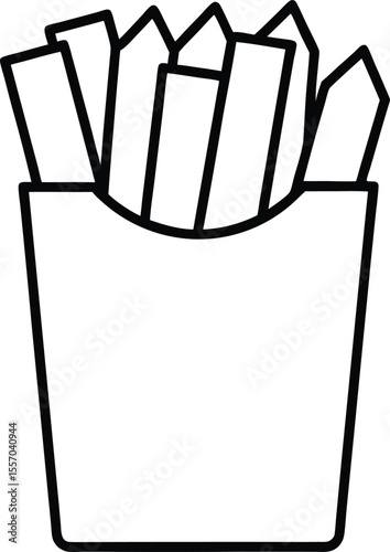 Flat Style Paper Bag Filled with French Fries Line Art Vector Art