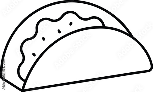 Flat Style Hard Shell Taco with Cheese and Tomato Vector Art