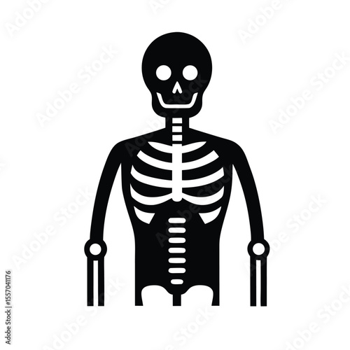 human skull with skeleton silhouette icon isolated on white background
