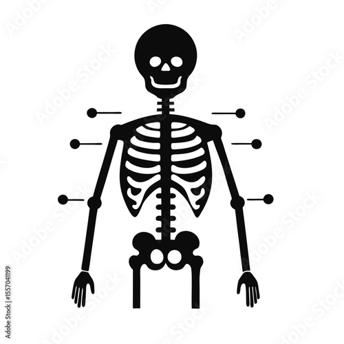 human skull with skeleton silhouette icon isolated on white background