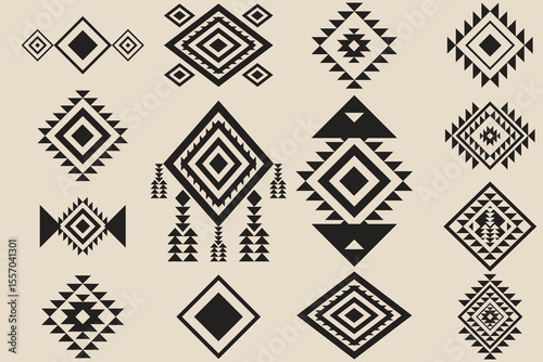 Navajo tribal vector seamless pattern. Native American ornament. Ethnic South Western decor style. Boho geometric ornament. Vector seamless pattern. Mexican blanket, rug. Woven carpet illustration.
