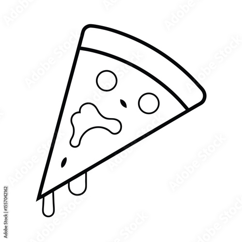 Flat Style Slice of Pepperoni Pizza with Dripping Cheese Vector Art
