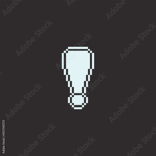 this is exclamation mark icon in pixel art with white color with black background this item good for presentations,stickers, icons, t shirt design,game asset,logo and your project.