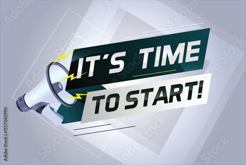 It's time to start word concept vector illustration with megaphone and 3d style, landing page, template, ui, web, mobile app, poster, banner, flyer, background, gift card, coupon, label, wallpaper 