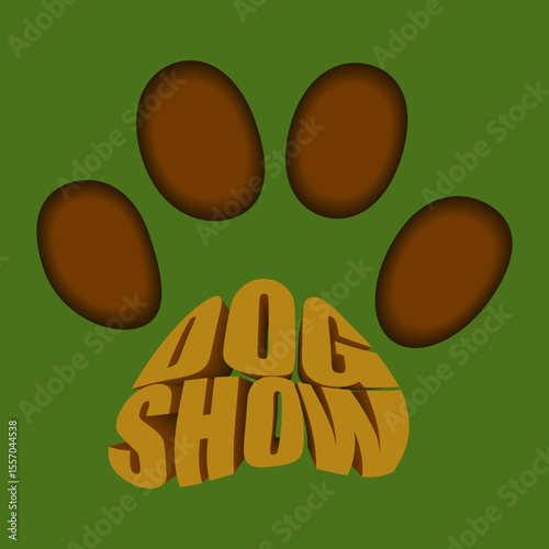 
Dog, show, paw, sign, symbol, design, volumetric letters, for dog shows, dog breeders, club, illustration, signboard, decor, beautiful, stylish, man's best friend, competition, purebred dogs,