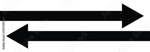 Double arrow icons. Horizontal dual tow side long straight arrow signs vector. Transfer icon. Exchange arrow icon.  Vector illustration of duel side arrow on white background.