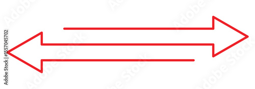 Double arrow icon. Horizontal dual sided long straight arrow signs. Transfer icon. Exchange arrow icon. Vector illustrator