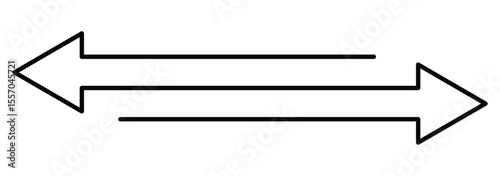 Double arrow icons. Horizontal dual tow side long straight arrow signs vector. Transfer icon. Exchange arrow icon.  Vector illustration of duel side arrow on white background.