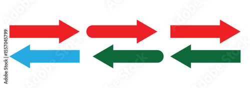 Double arrow icons. Two side arrow icon vector. Horizontal double-headed arrow. solid long arrow icon. Horizontal dual two sided straight arrow. Dual arrow. Two Opposite Arrows. Vector illustration