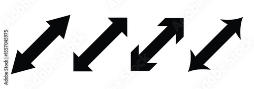 Double arrow icons. Horizontal dual tow side long straight arrow signs vector. Transfer icon. Exchange arrow icon.  Vector illustration of duel side arrow on white background.