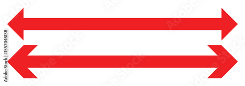 Double arrow icon. Horizontal dual sided long straight arrow signs. Transfer icon. Exchange arrow icon. Vector illustrator