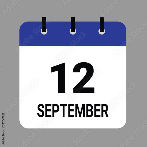 SEPTEMBER-12- Daily Calendar Icon - White Background