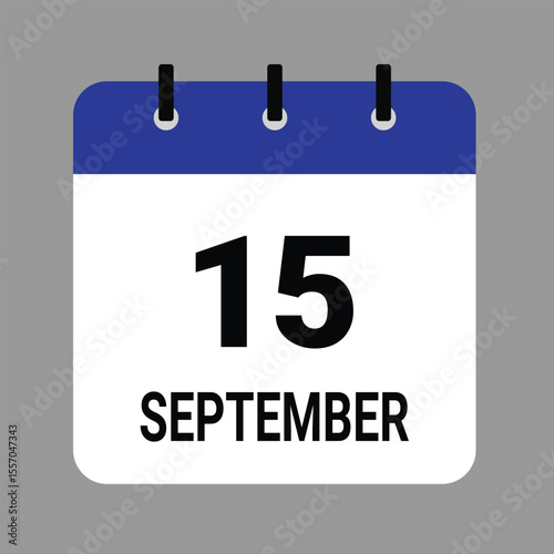 SEPTEMBER-15- Daily Calendar Icon - White Background