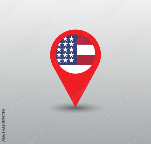 Red geolocation icon with shadow. Suitable for designing brochures, mobile application interfaces.