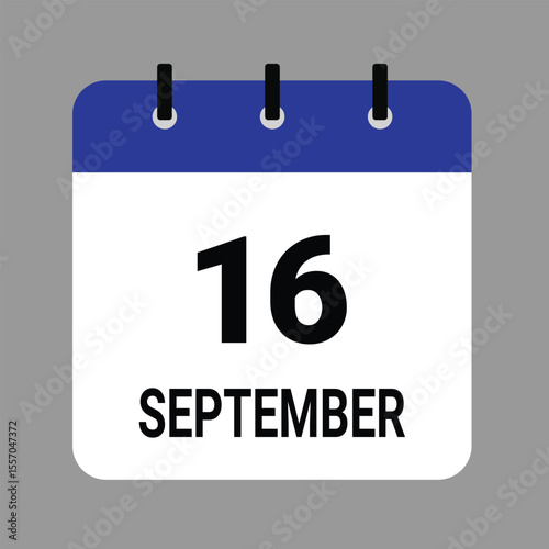 SEPTEMBER-16- Daily Calendar Icon - White Background