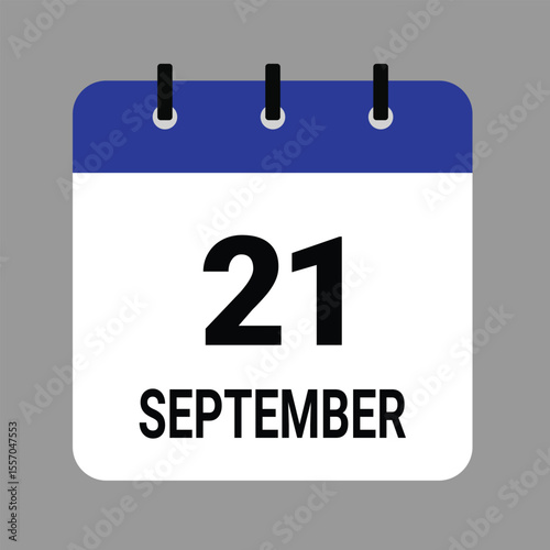 SEPTEMBER-21- Daily Calendar Icon - White Background