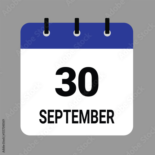 SEPTEMBER-30- Daily Calendar Icon - White Background