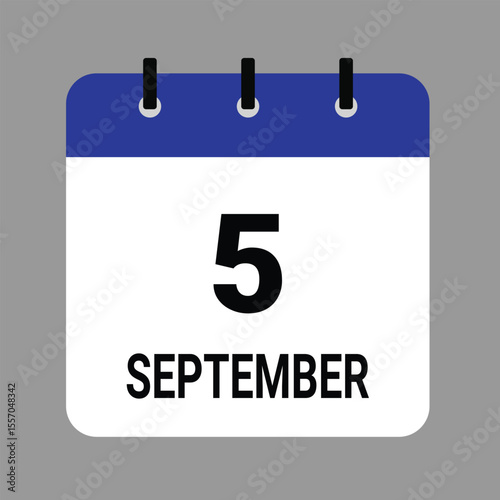 SEPTEMBER-05- Daily Calendar Icon - White Background