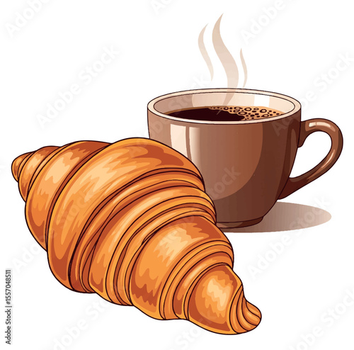 breakfast, illustration, pastry, food, delicious, croissant, drawing, design, sketch, art, line, fresh, tasty, cartoon, bakery, french, buttery, vector, isolated, snack, gourmet, bun, dessert