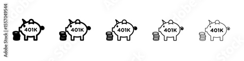 401k retirement savings icon vector outline symbol or illustration