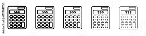 Accounting Calculator icon vector outline symbol or illustration