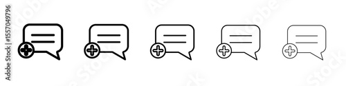 Add chat icon vector outline symbol or illustration