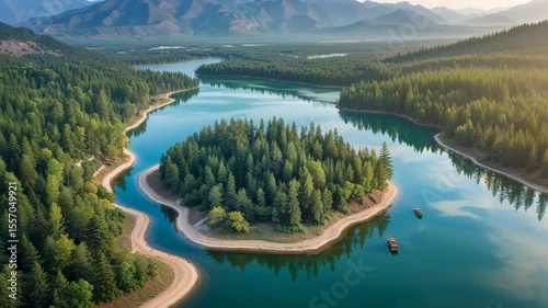 Stunning Aerial View of Kanas Lake and Forest in Xinjiang, China - A Nature Lover's Destination