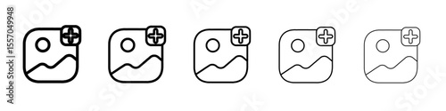 add to gallery icon vector outline symbol or illustration