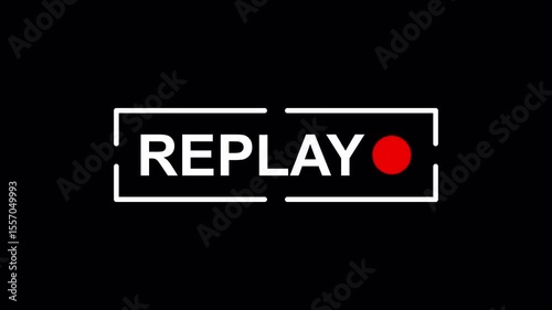 Replay sign icon animation for sport, movie and video editing on transparent background. Alpha channel 4K video