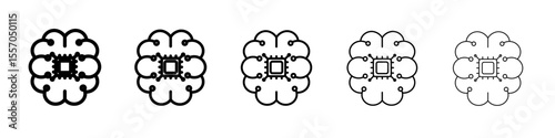 AI brain icon vector outline symbol or illustration
