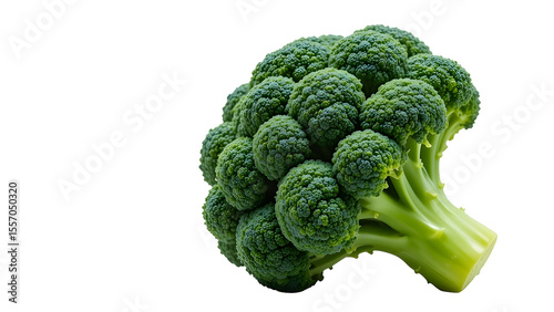 Isolated fresh broccoli floret on white background healthy eating and dieting concept close up view 100 chars on transparent background