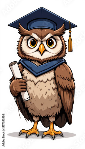 wise owl with book vector graduation ilustration